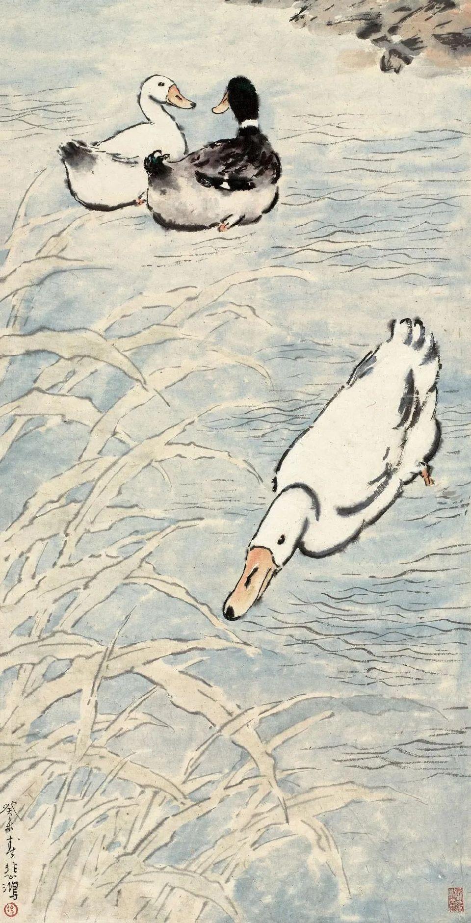 听说你喜欢鸭子，这不就来了
对国画感兴趣 国画真迹收藏 国画带框 清雅国画 国画