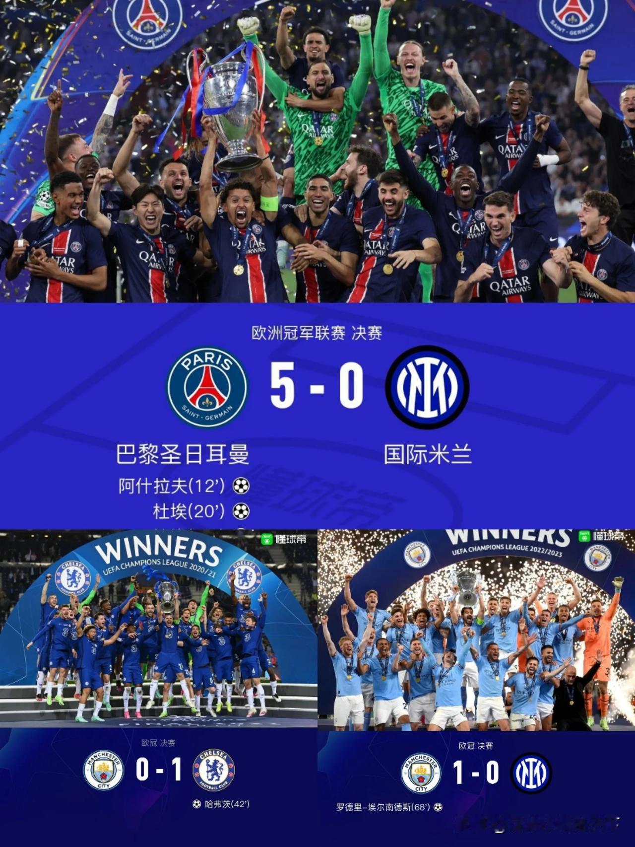 巴黎今年的成功彻底意味着金元足球可以为所欲为了！之前切尔西和曼城也都拿了欧冠冠军
