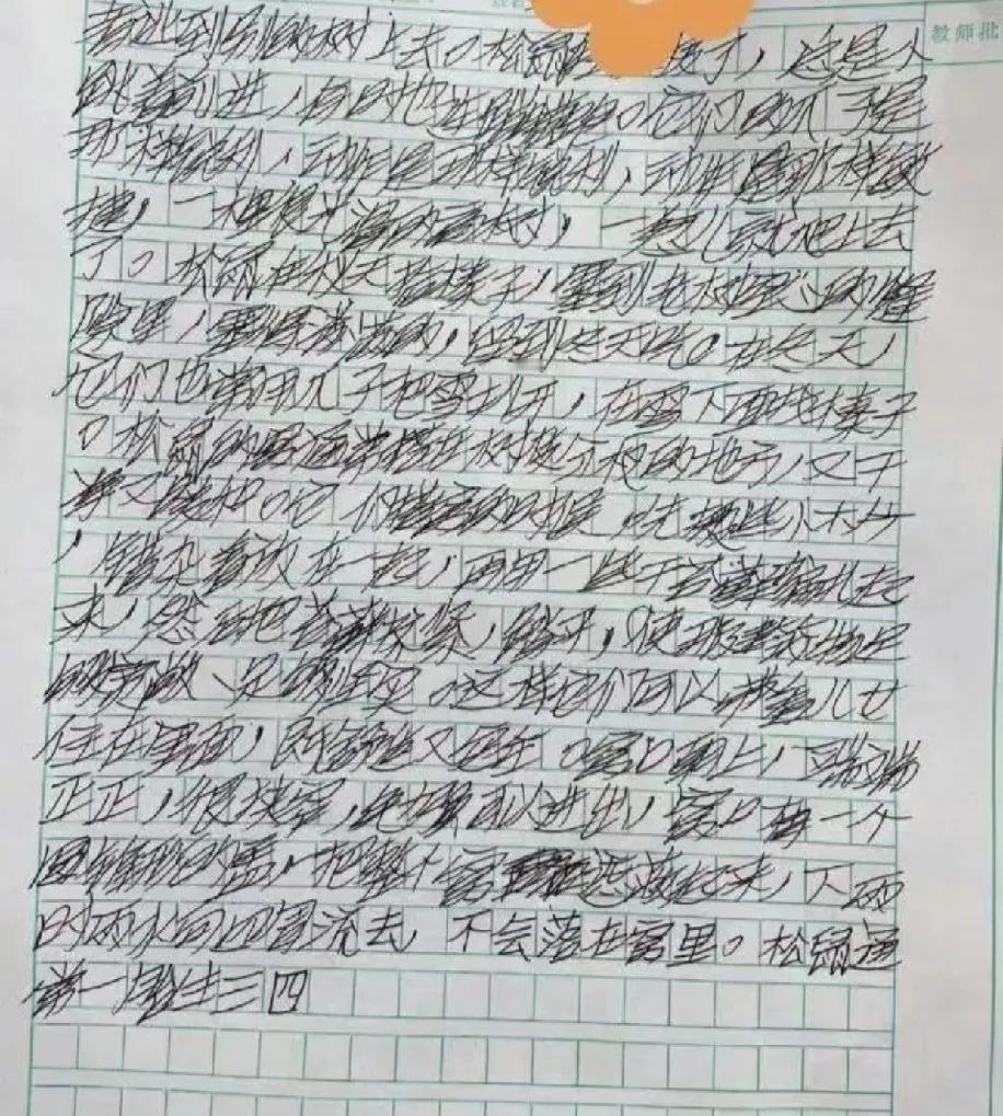 这小学生作业写的，我这近视眼直接看成老花眼！字跟“狂草”似的，盯着瞅半天也没辨清