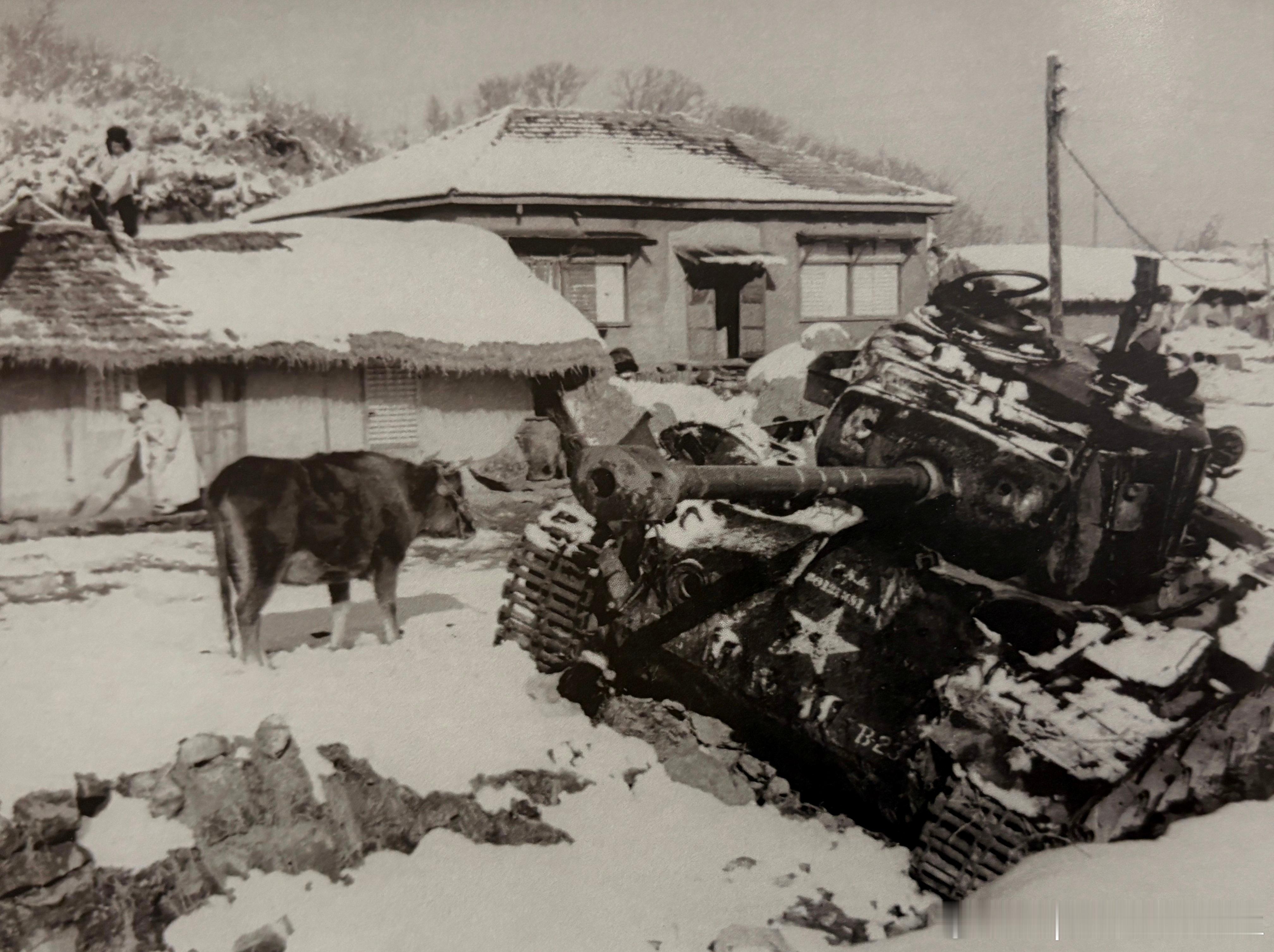 战后的云山。1950年11月志愿军在此首战大捷，痛歼美军骑兵第1师。路边是志愿军