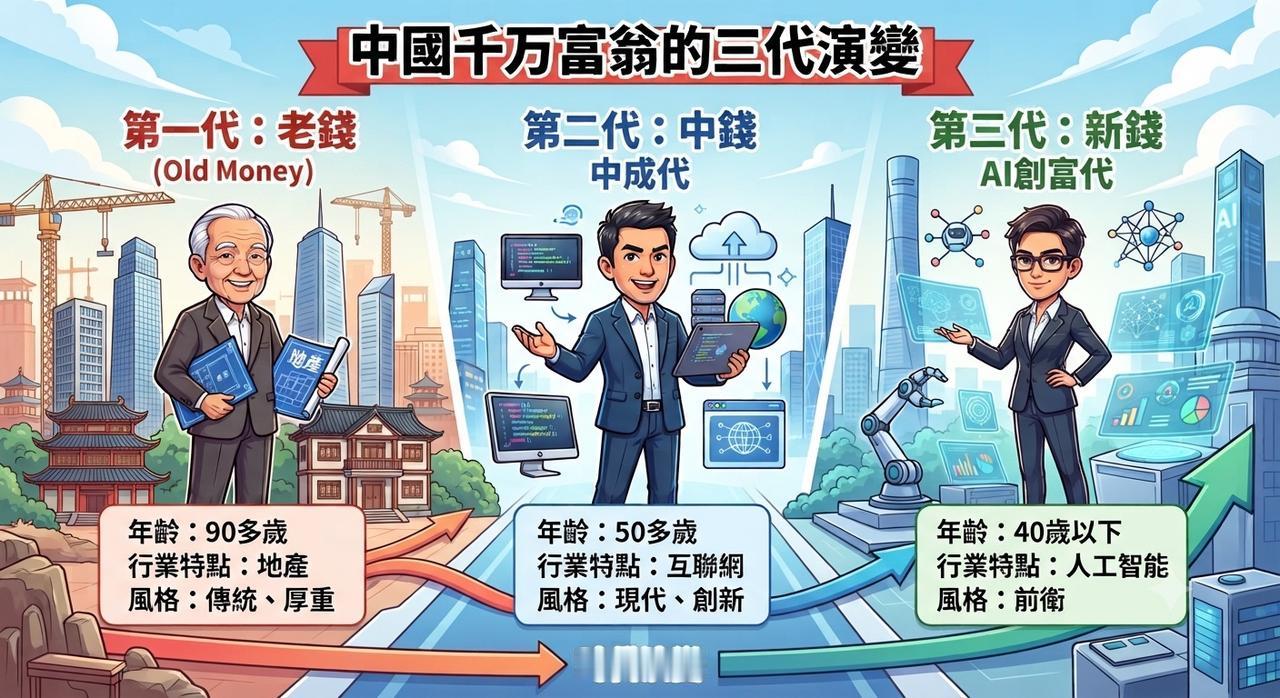 中国的老钱和新钱
一张2026年的财富图谱，把中国三代千亿富豪的代际，画得清清楚
