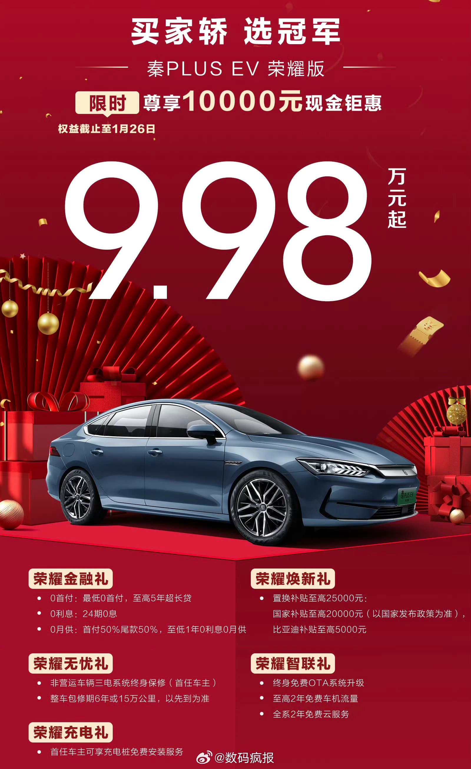 只要9万9千8，秦PLUS EV开回家买老款价格便宜，新款再过几个月就来[dog