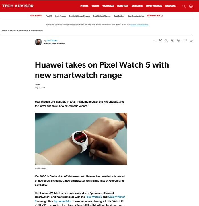 华为手表在海外收到盛赞！华为史上最美小白瓷手表曝光华为官宣将发布首款全陶瓷手表