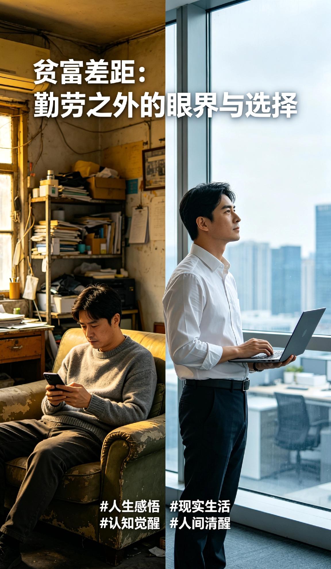 人与人之间的贫富差距，从来不止在于勤劳与否。更多拉开距离的，是眼界认知、思维格局