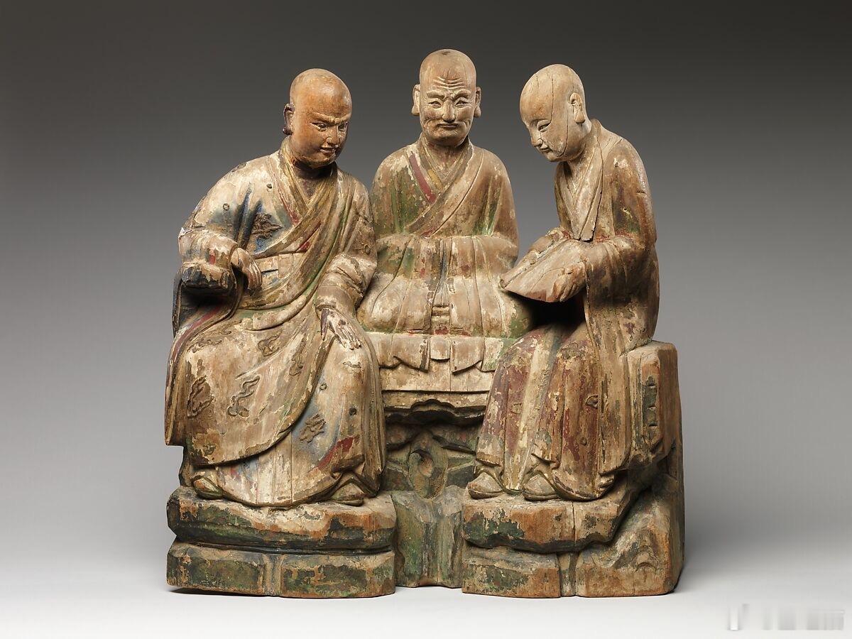 木雕三罗汉，明代 ​​​