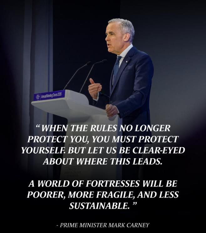 1月20日，加拿大总理卡尼在瑞士达沃斯论坛上的演讲，可谓震耳欲聋，甚至可称是一篇