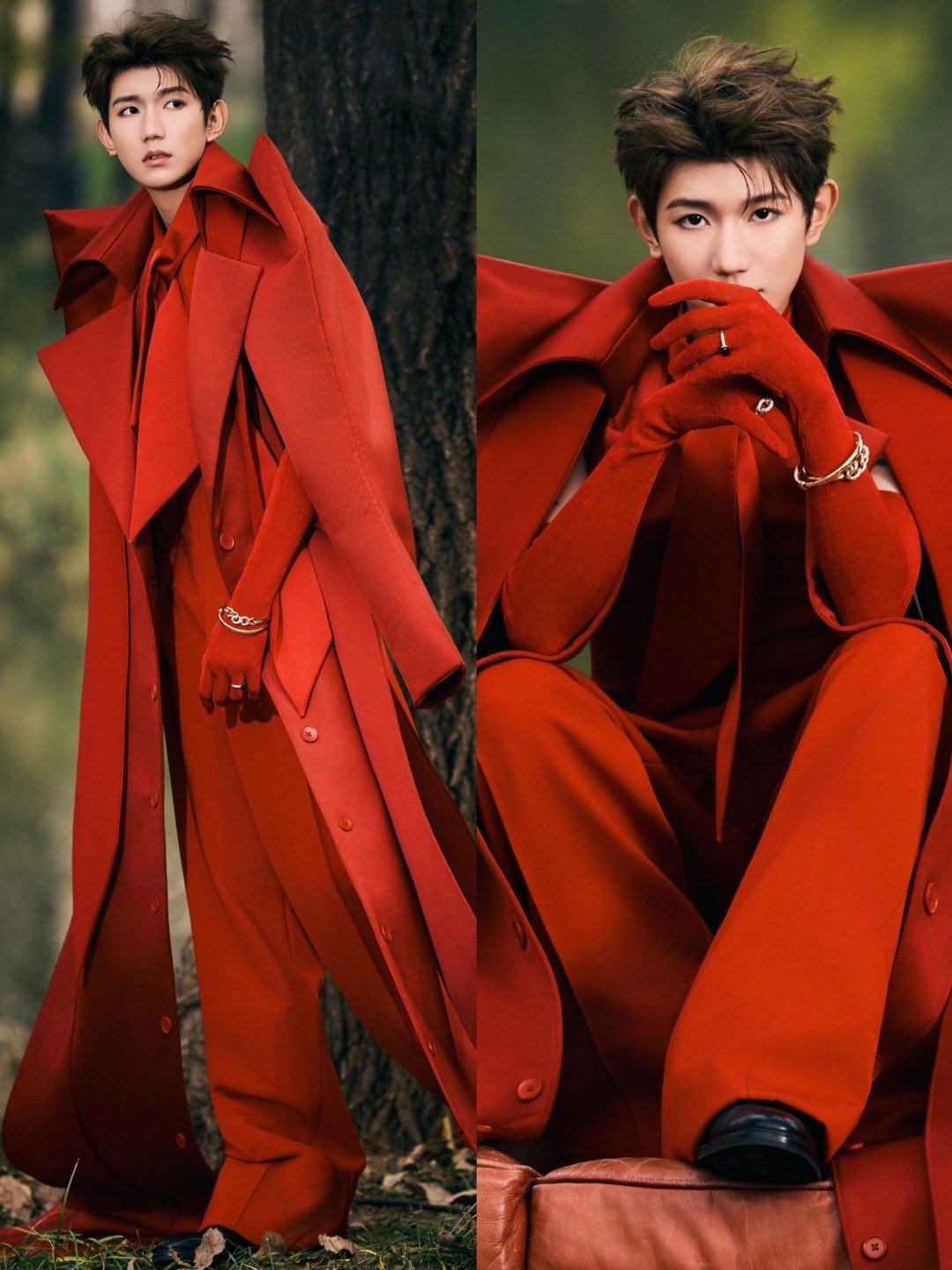 高定小王子王源演绎Robert Wun红色高定！有一种整个世界就是为他而存在的感