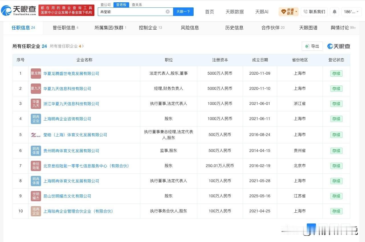 【冉莹颖名下关联24家企业 冉莹颖名下10余家企业已注销】冉莹颖说上海的房子是她