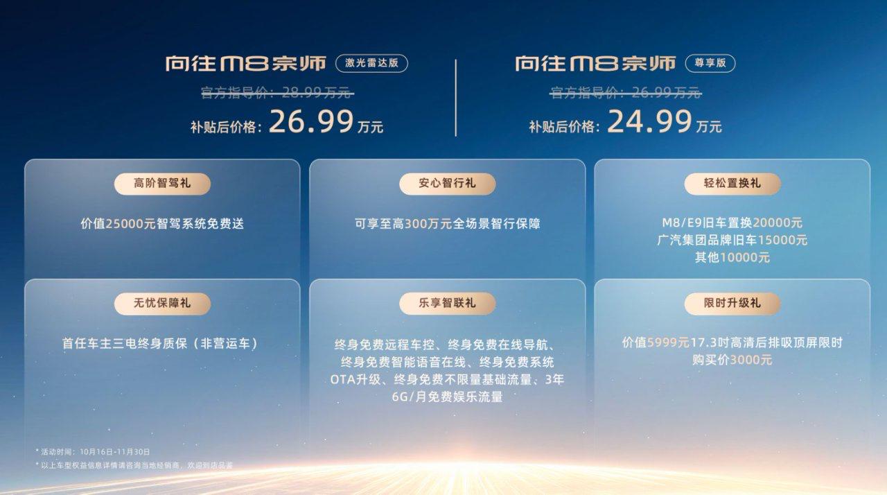【限时补贴价24.99万元起，传祺向往M8宗师正式上市】10月16日，广汽传祺向
