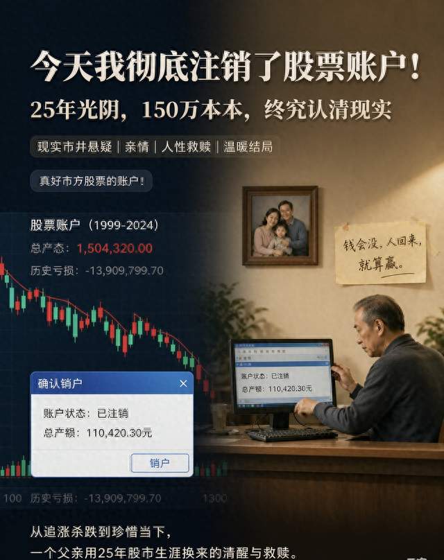 今天我彻底注销了股票账户！25年光阴，150万本金，终究认清现实