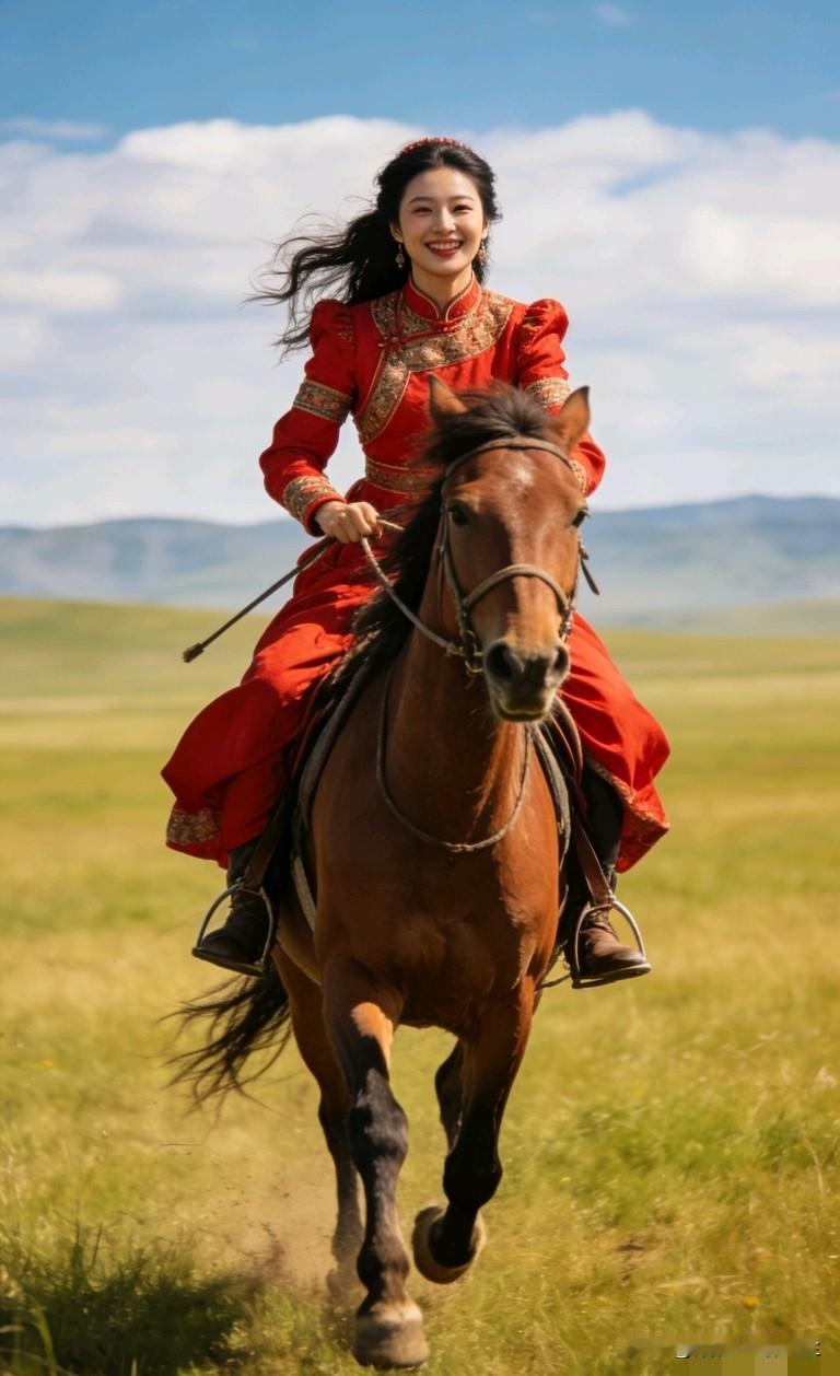 风裹着草原的气息漫过来时，我正牵着马立在坡头。

 
缰绳入手微凉，枣红色的马打