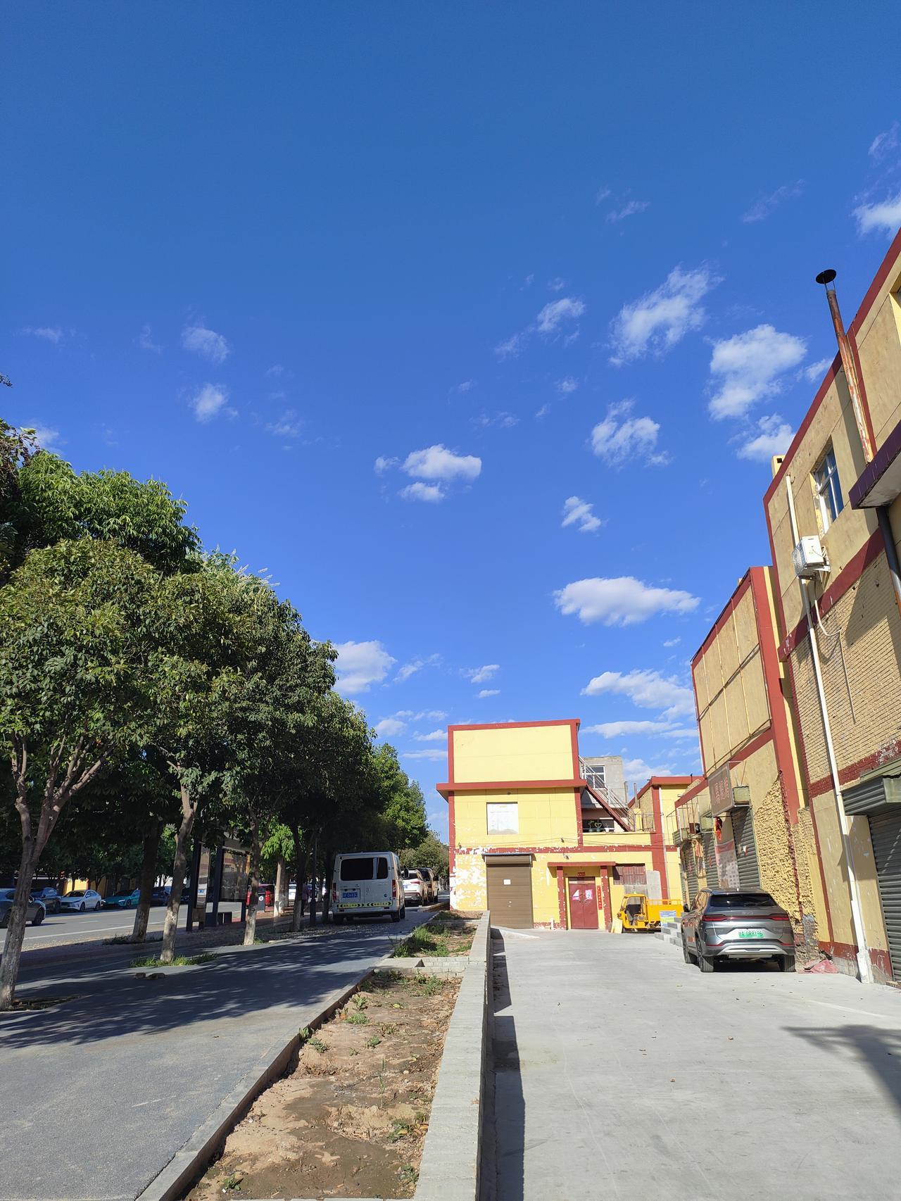 绿树繁茂，市井烟火寻常，车来人往皆是安稳日常。
风轻云淡，岁月安然，在平凡的小城