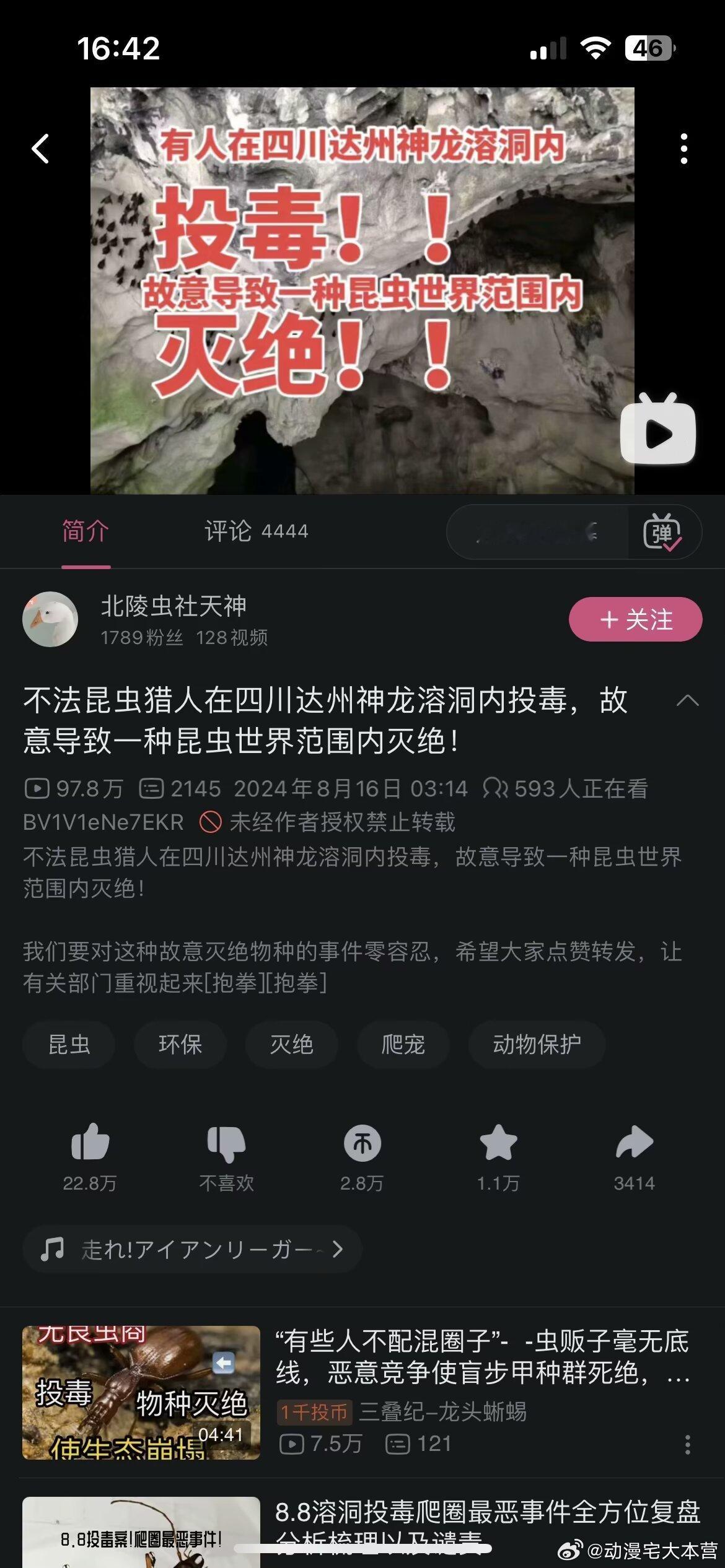 看见这个把我气晕了，简单来说就是有个昆虫贩子为了垄断新发现的昆虫，捕捉了一大批后