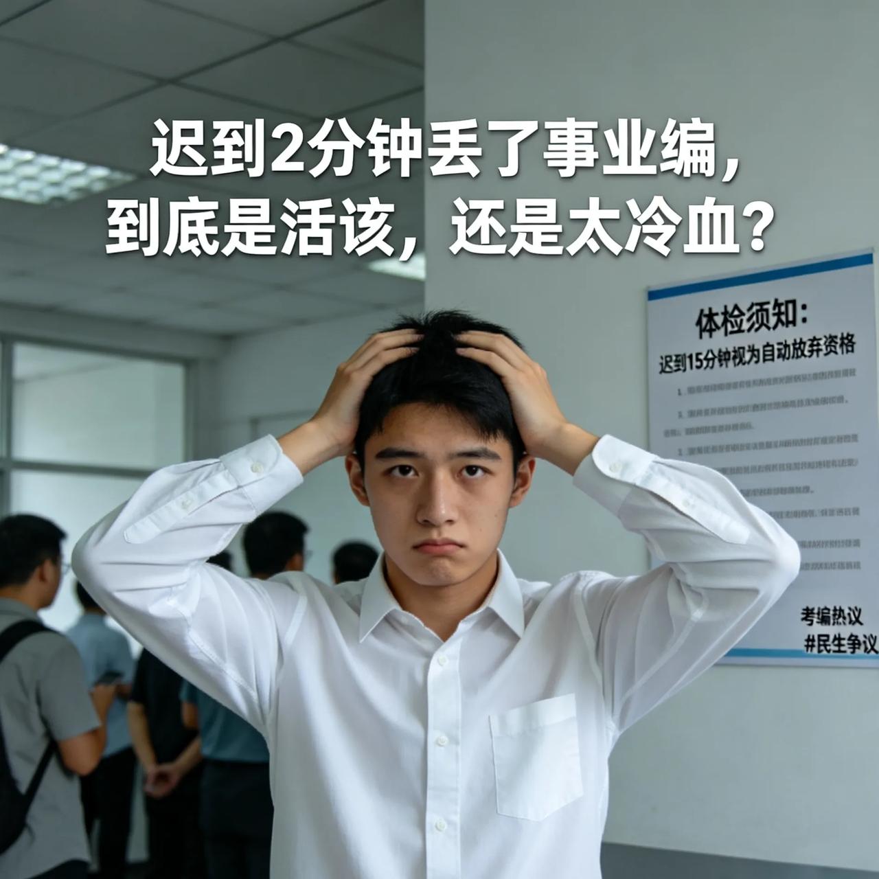 迟到2分钟丢了事业编，到底是活该，还是太冷血？
 
刷到这条新闻，瞬间吵翻全网。