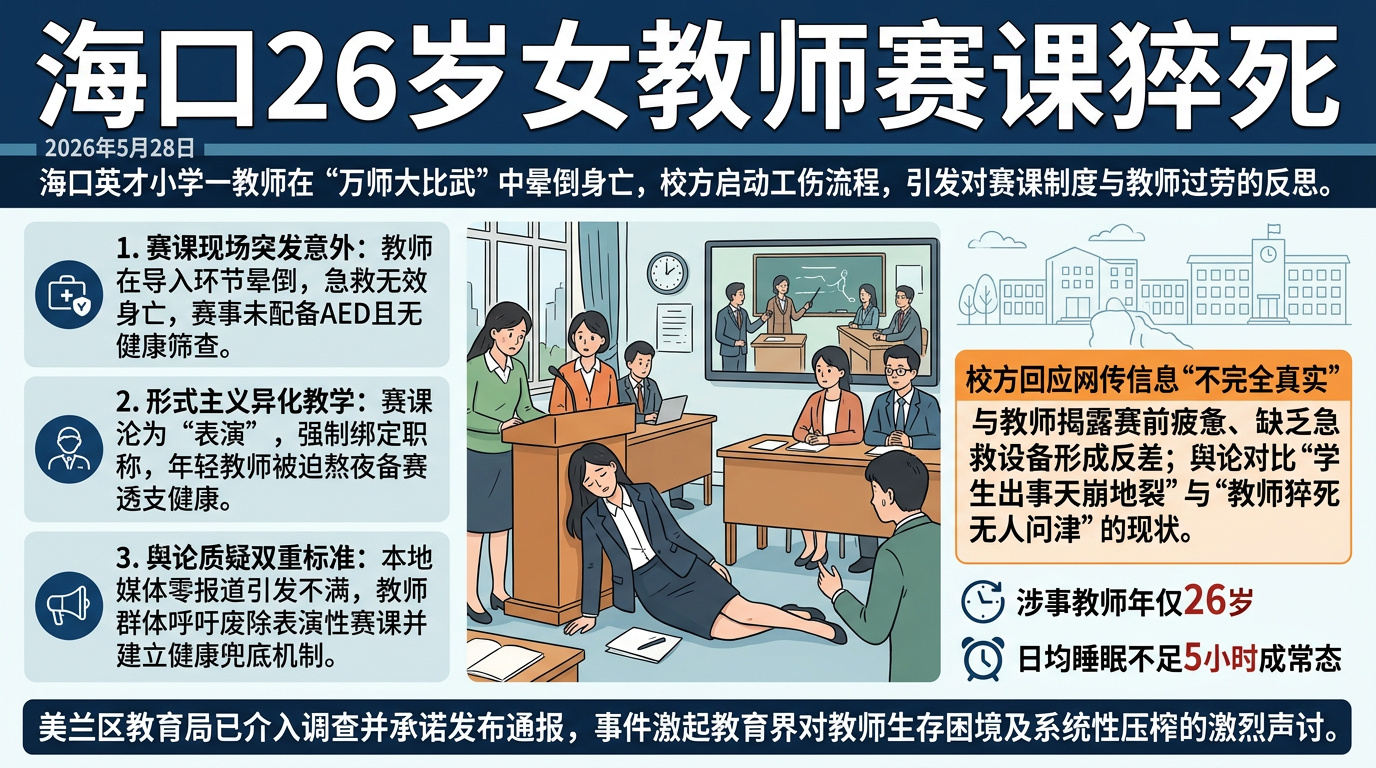 海口一老师赛课时猝死太惨了！原来早年被誉为人类“灵魂工程师”的教师，如今也成了天