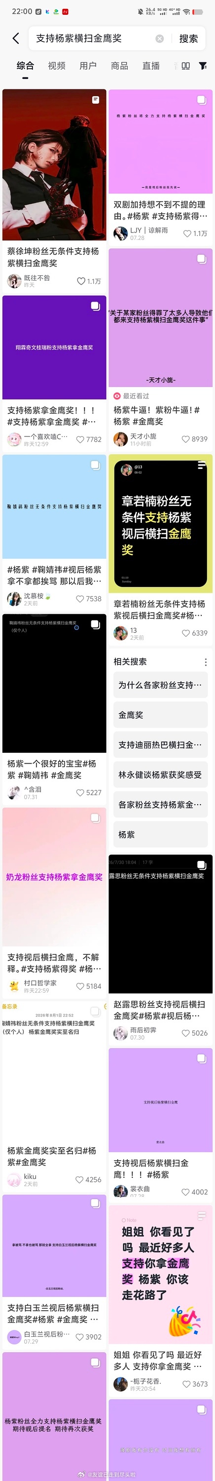 刷到好多其他明星的粉丝都在支持杨紫拿金鹰视后，这是发生什么了？金鹰奖 金鹰奖提名