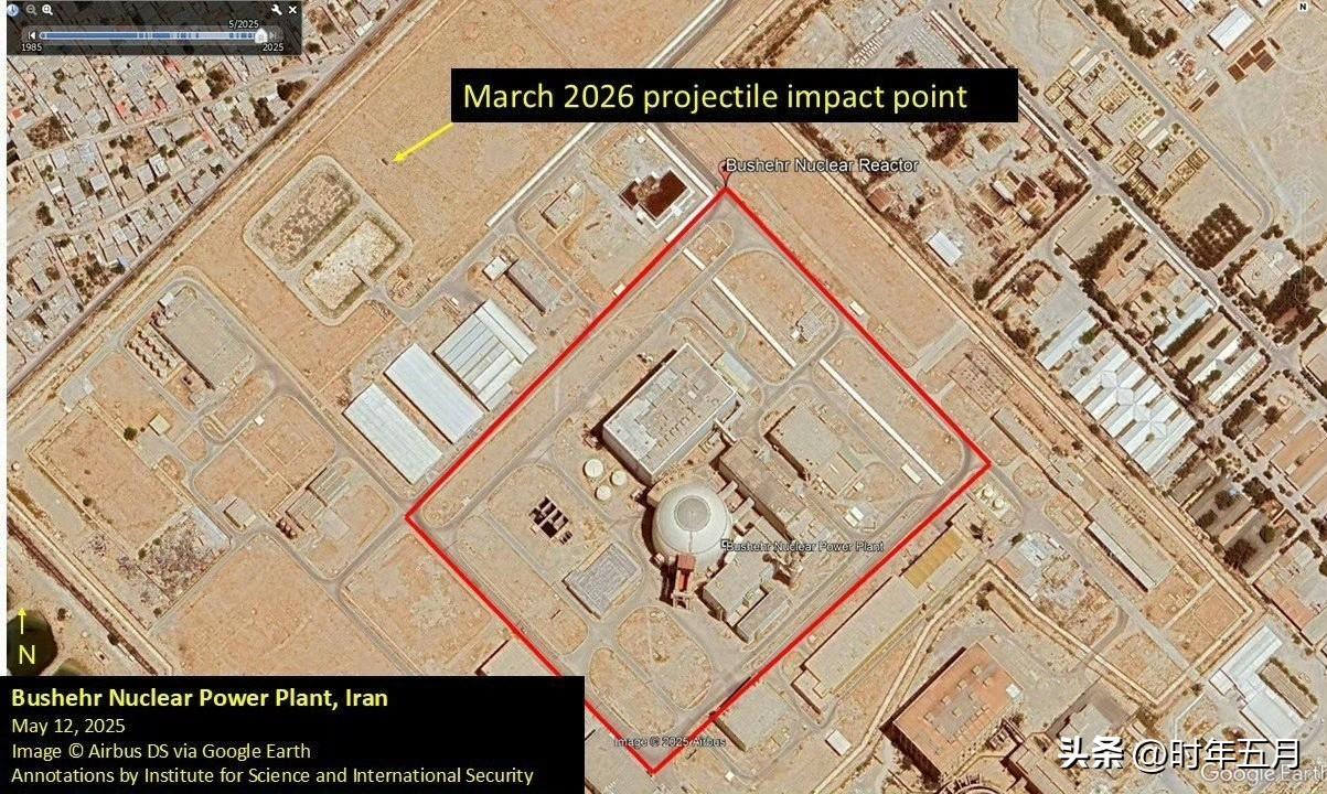 以色列空袭击中了伊朗布什尔核电站建筑群内的一栋建筑物，该建筑物距离反应堆约350