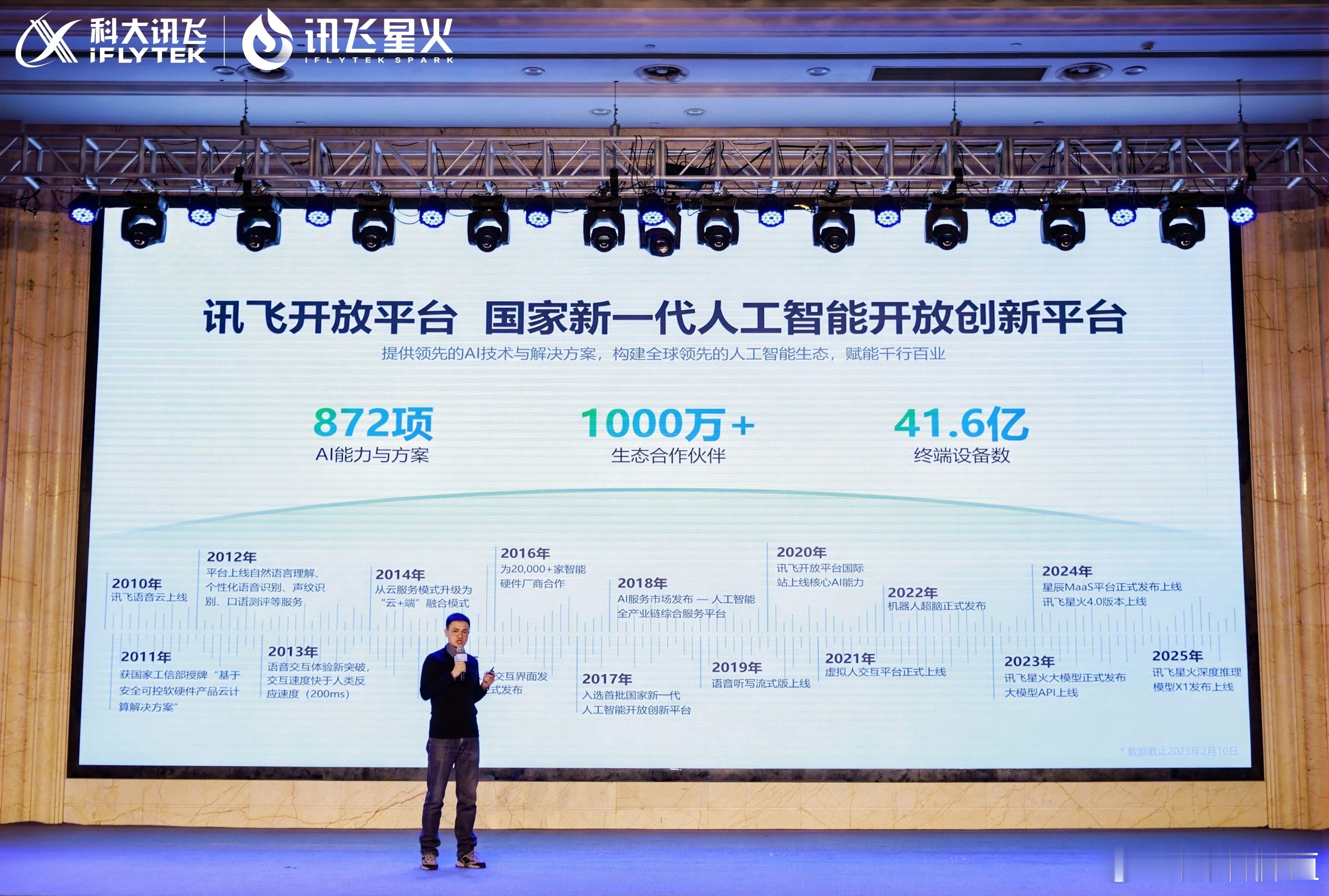 目前，讯飞开放平台已开放872项AI能力与方案，全球生态伙伴数量突破1000万，