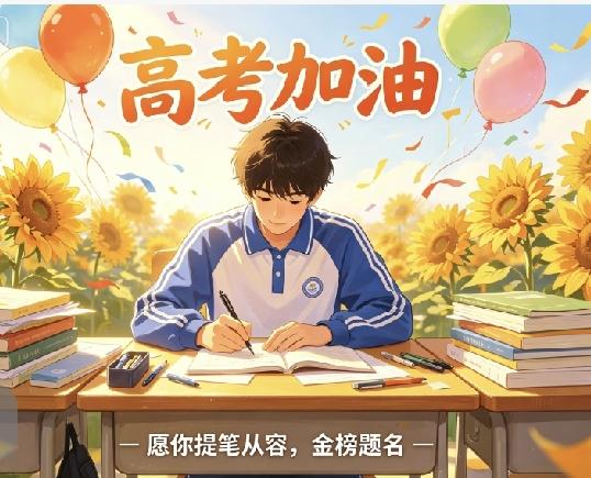 一句话为高考生送祝福愿无数学子：提笔从容、落笔如愿，数年寒窗有果，前程一片光明。