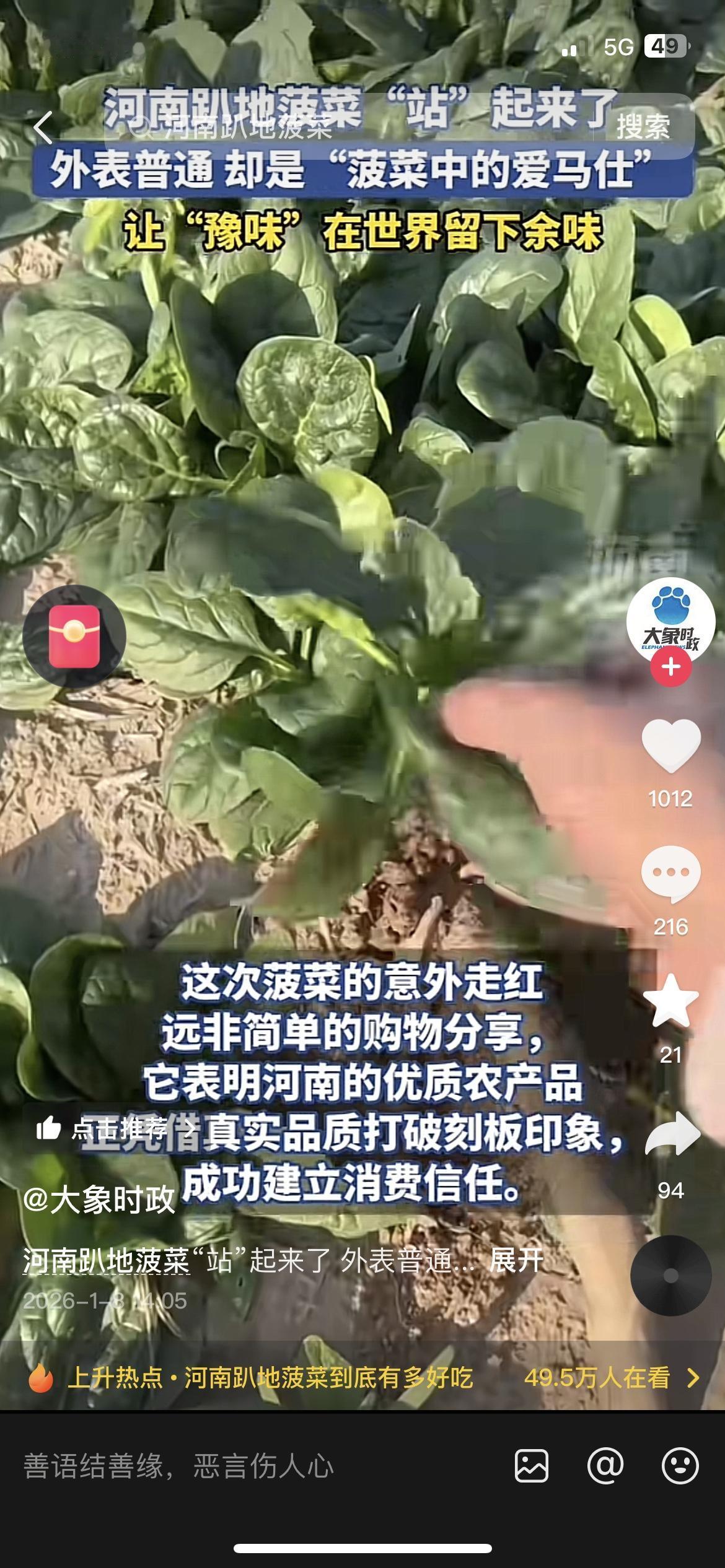 河南趴地菠菜火出圈！被称“菠菜中的爱马仕”，口感绝了

近日，一条关于河南趴地菠