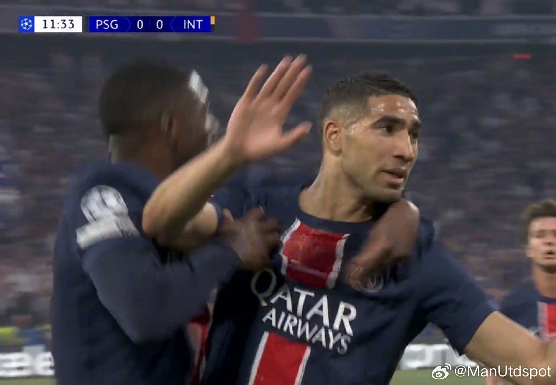 阿什拉夫破门。巴黎1-0国米这配合真漂亮。ManUtdspot[超话]巴黎圣日耳