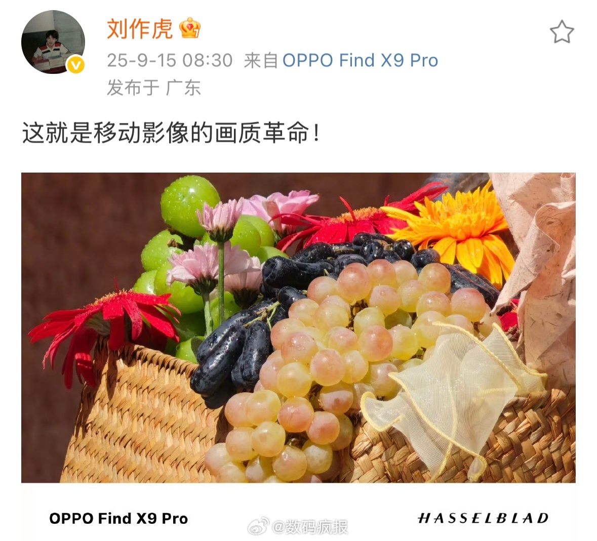 OPPO刘作虎：Find X9 Pro是移动影像的画质革命。 ​​​