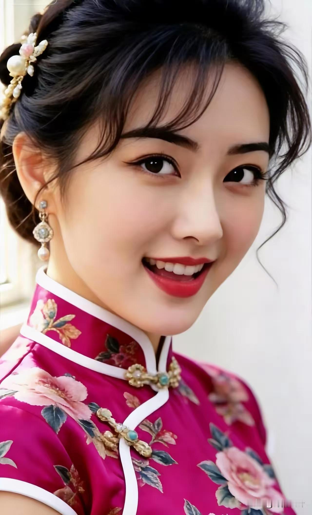 四块玉·佳人艳姿
绣牡丹，红袍艳，
浅笑嫣然胜春妍。
珠钗轻晃流光倩，
姿若仙，