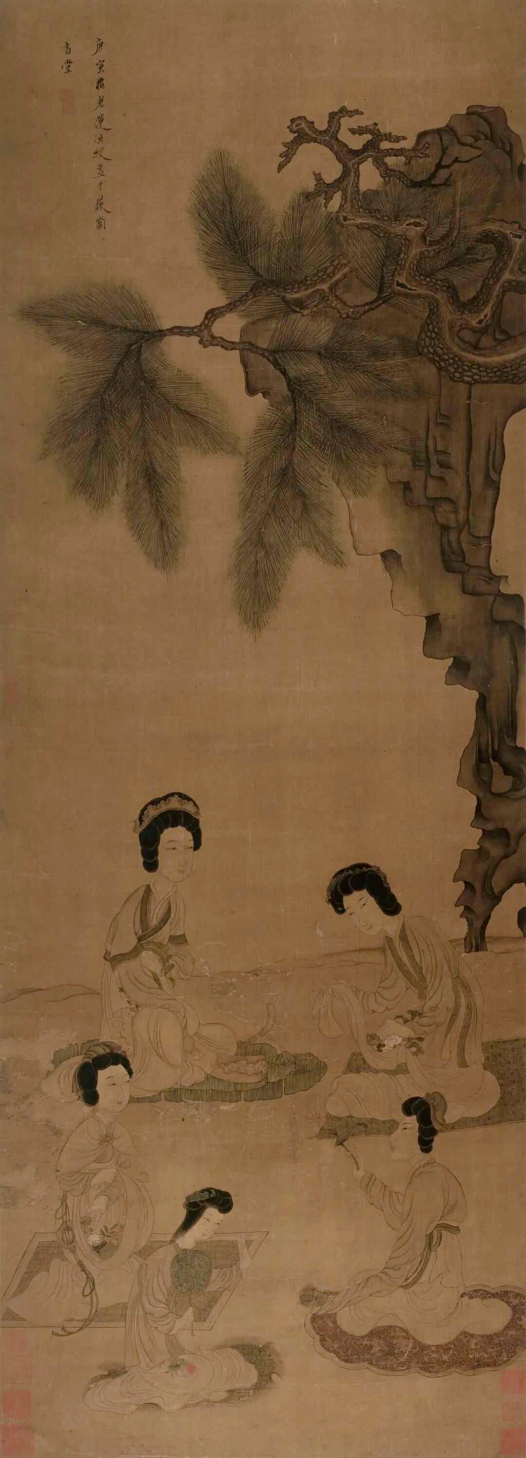 明 陈洪绶《斗草图》。公元 1650 年，大明已经覆灭。画家陈洪绶，在这一年秋天