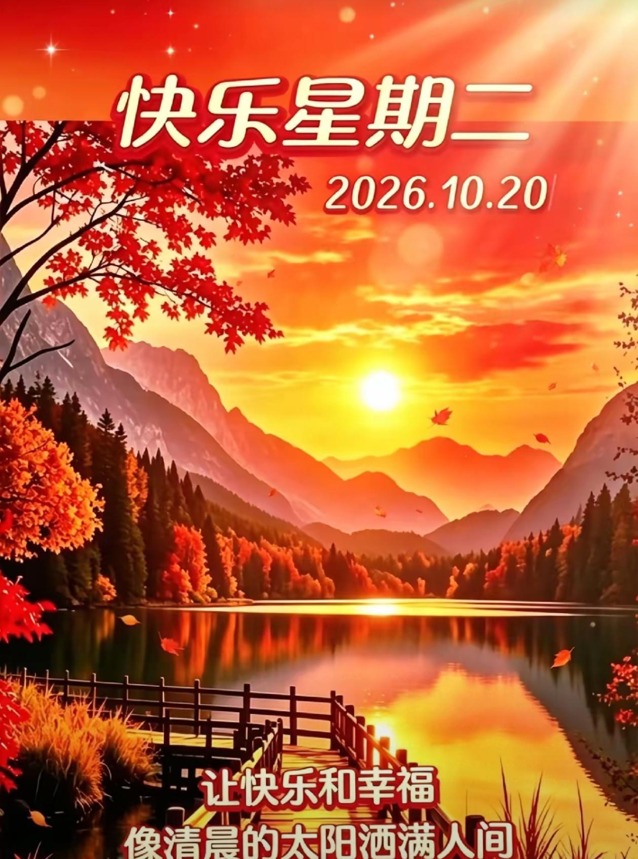 [福]2026./10月20日，周二愉快，山河如画，金秋吉祥[福]

🌱🍁曩