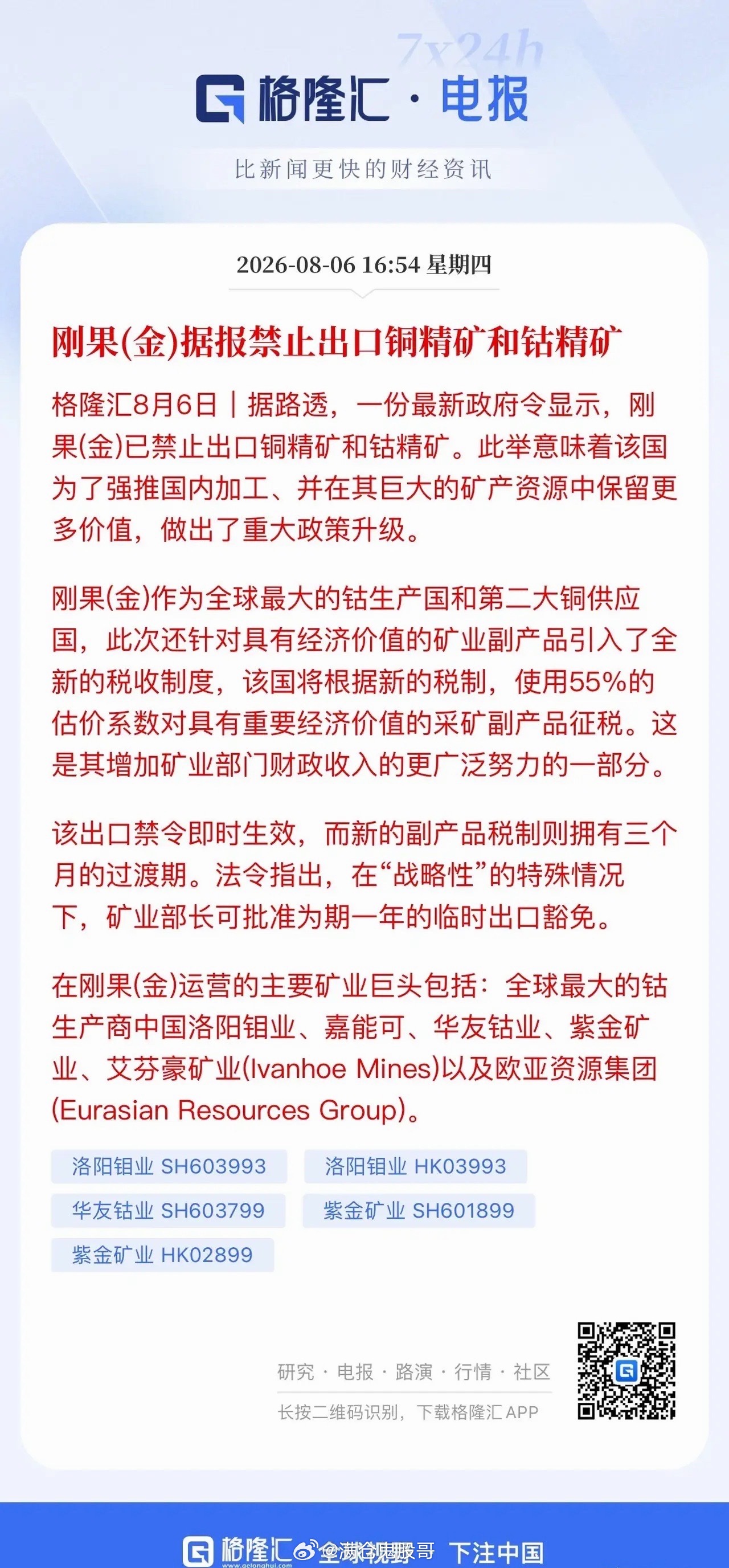 刚果金强硬新政落地！资源主义浪潮来袭，全球矿产与能源博弈再升级刚果（金）这次选择