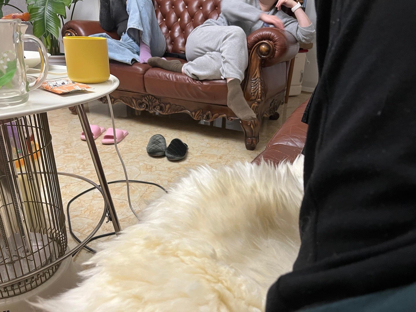 姐妹们一起开心的聊天，涵爸也太逗了，我说我妹这次皮肤看着好了很多，因为她很瘦，之