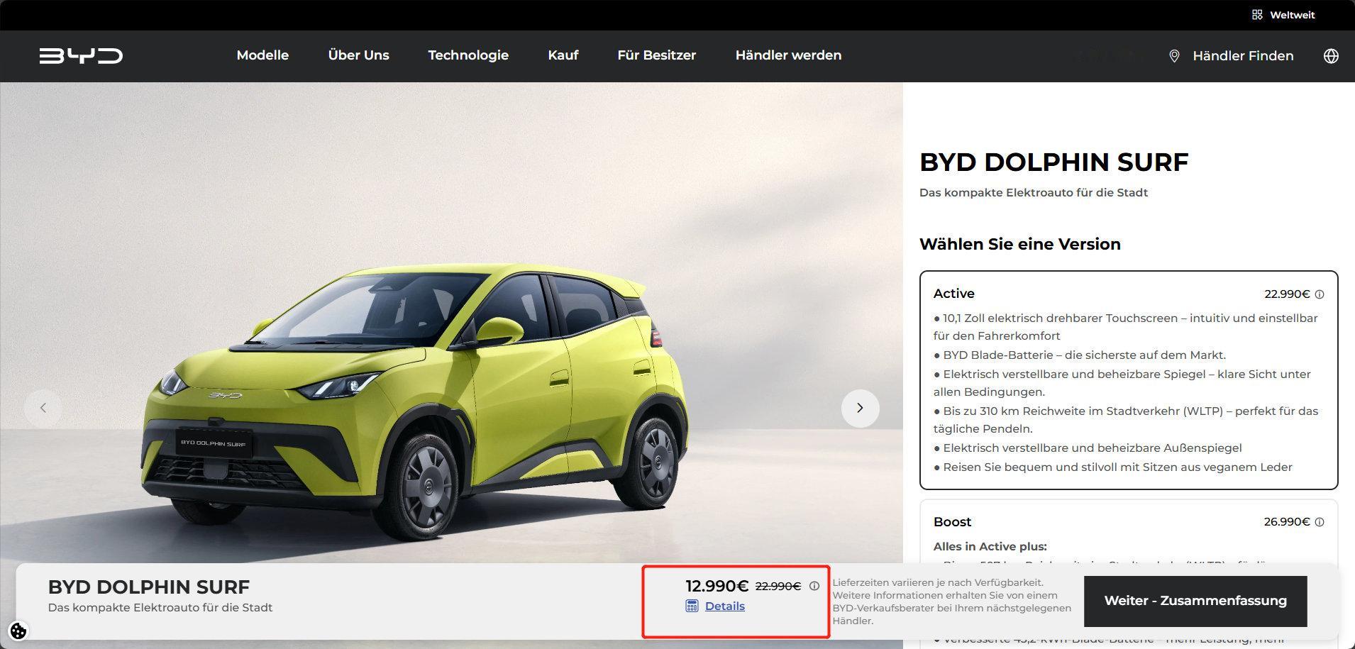 比亚迪在德国的折扣力度也太强了，4500欧的国家补贴，再叠加比亚迪1万欧的折扣这