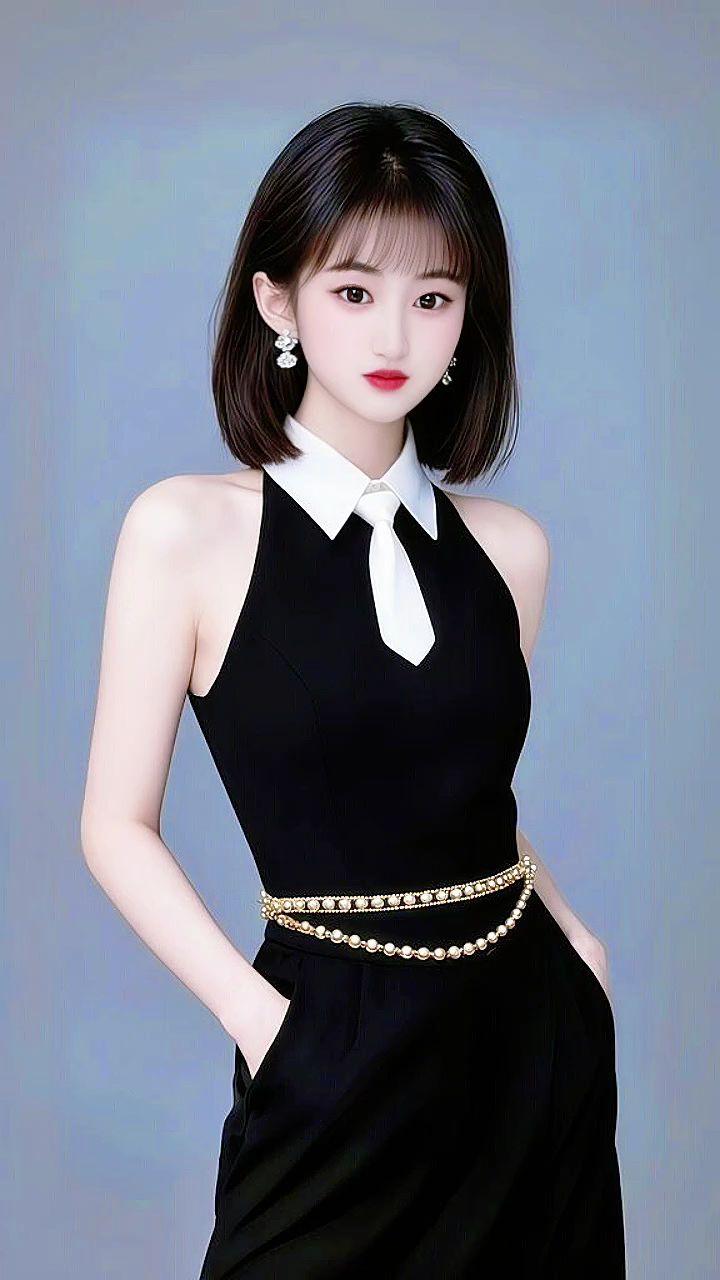 又美又飒 优雅气质 黑裙魅力 惊艳 短发女生