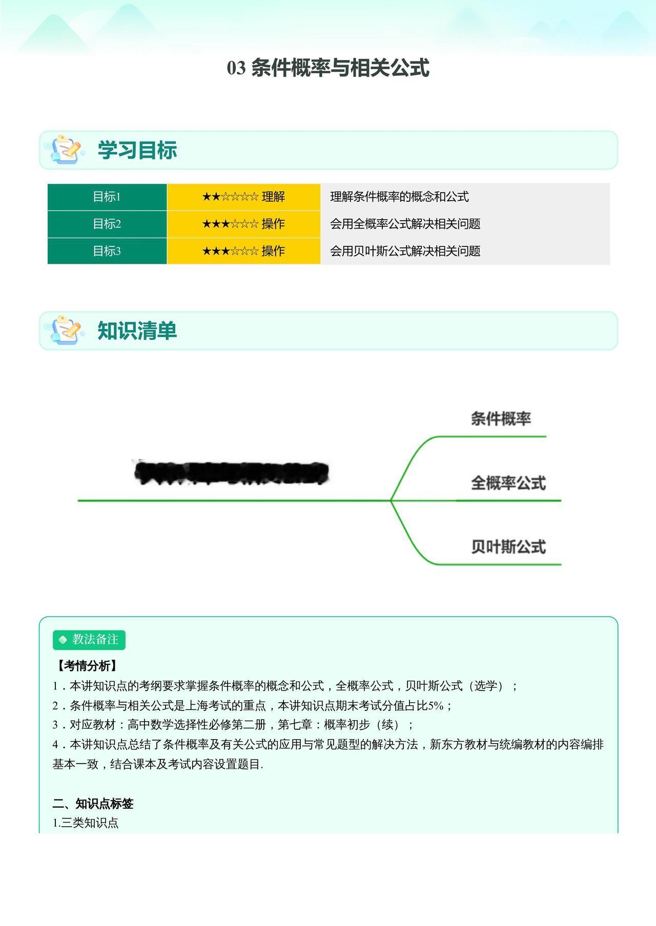 高二数学——条件概率、全概率、贝叶斯公式