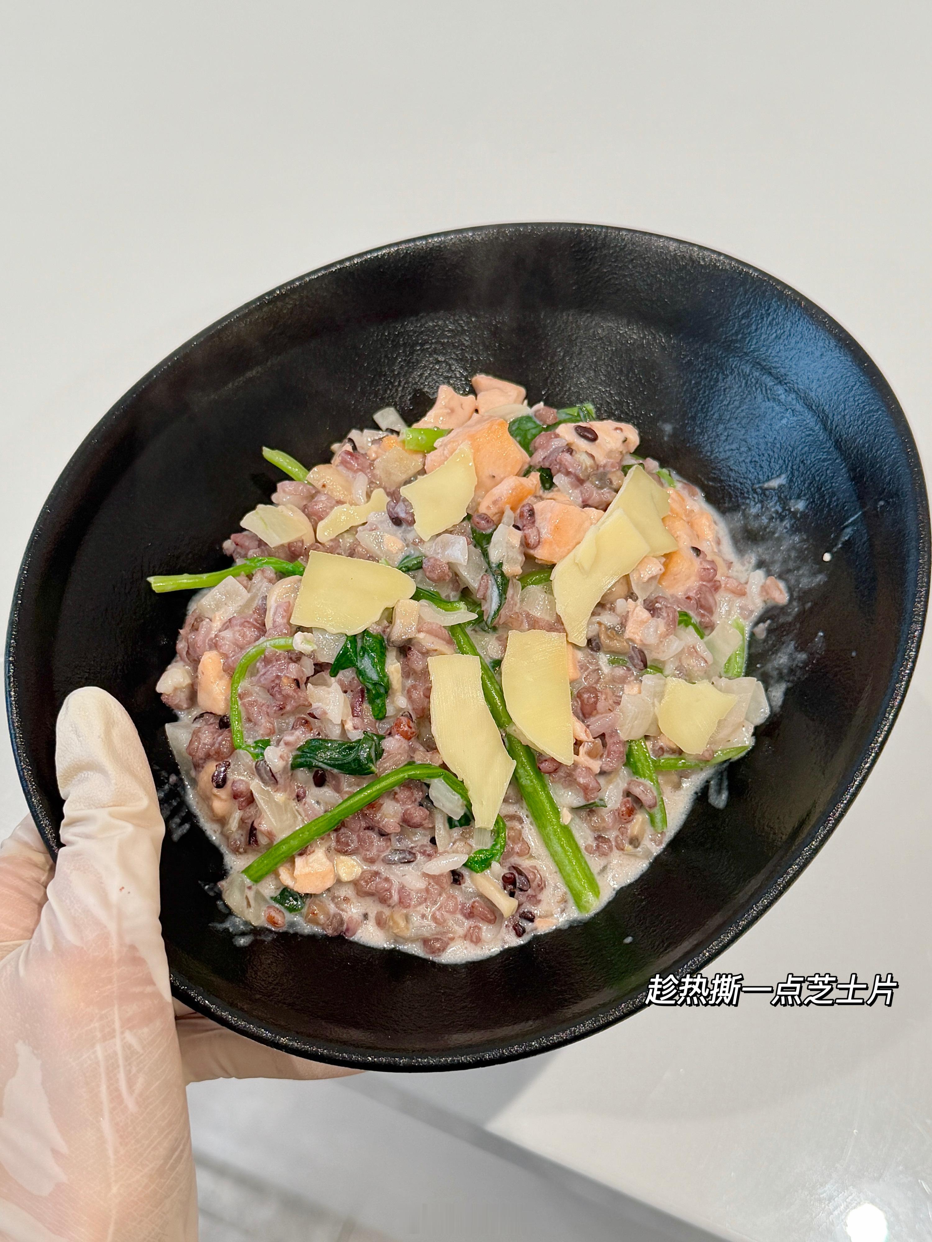 减脂版三文鱼奶油烩饭 