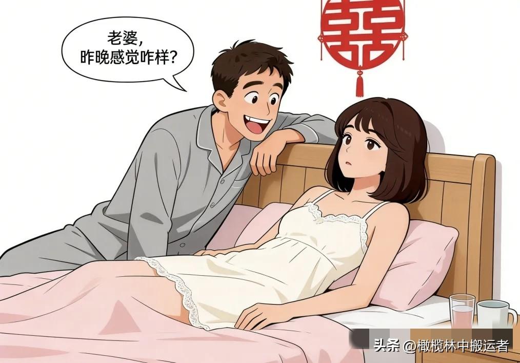 趣味漫画：新婚次日小林凑到妻子跟前问：老婆，昨晚感觉咋样？妻子淡淡回了句：蔡徐坤