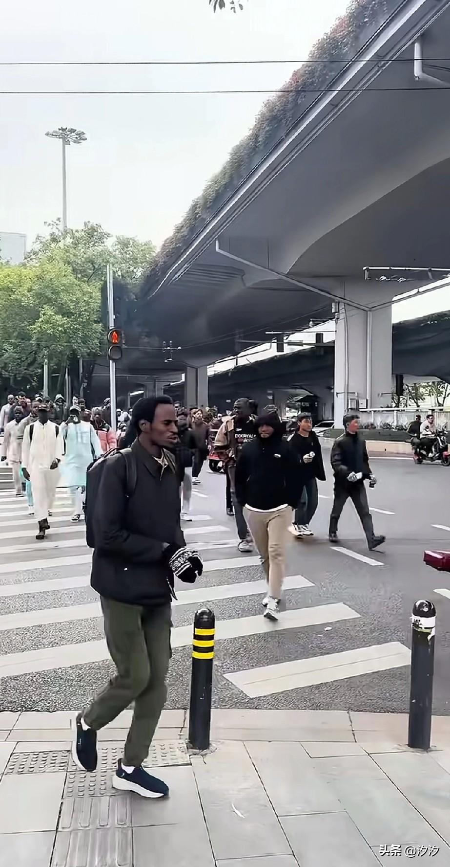 这里居然是广州，
你敢相信吗？
远远望去全部都是黑人，
中国面孔在里面都是少数族