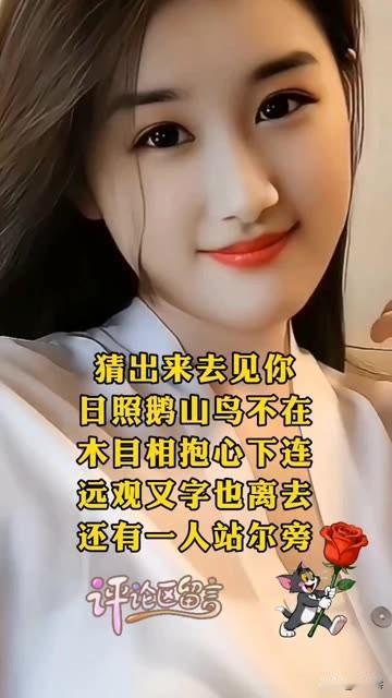 猜出来出去见你！！！


日照鹅山鸟不在，
木目相抱心下连。
远观又一也离去，