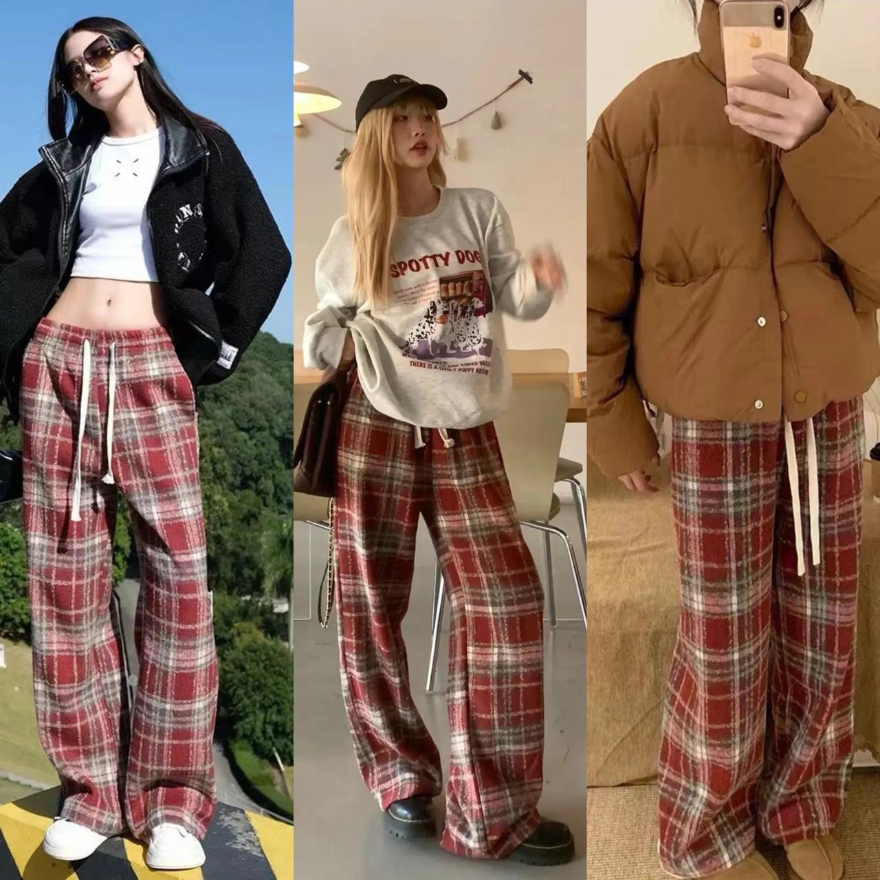 格子阔腿裤穿搭分享
遵循“上简下繁”的搭配原创，因为格子裤已经有足够多色彩图案，