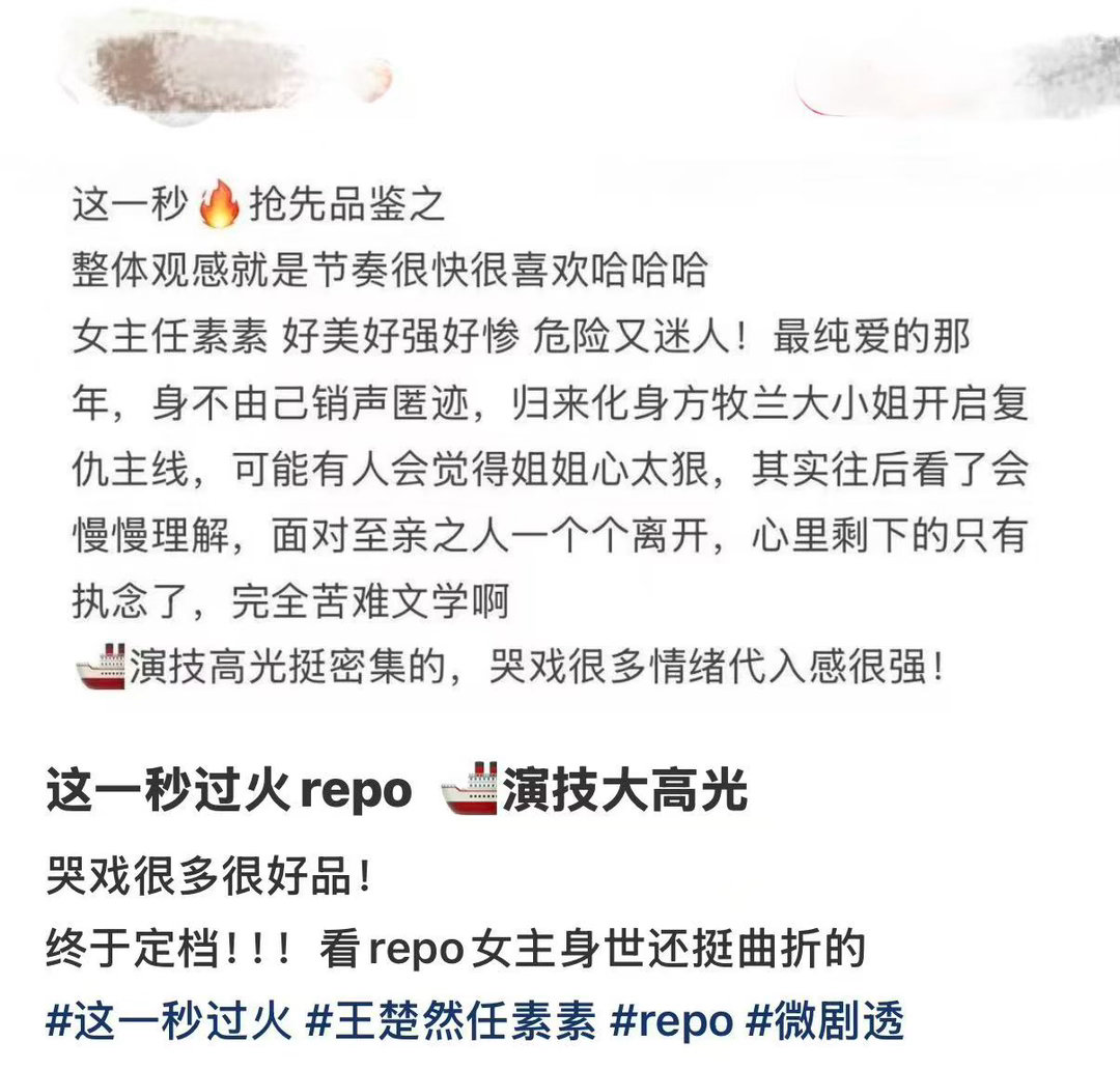 这一秒过火 新repo：🚢演技高光密集，任素素身世完全苦难文学🤔 