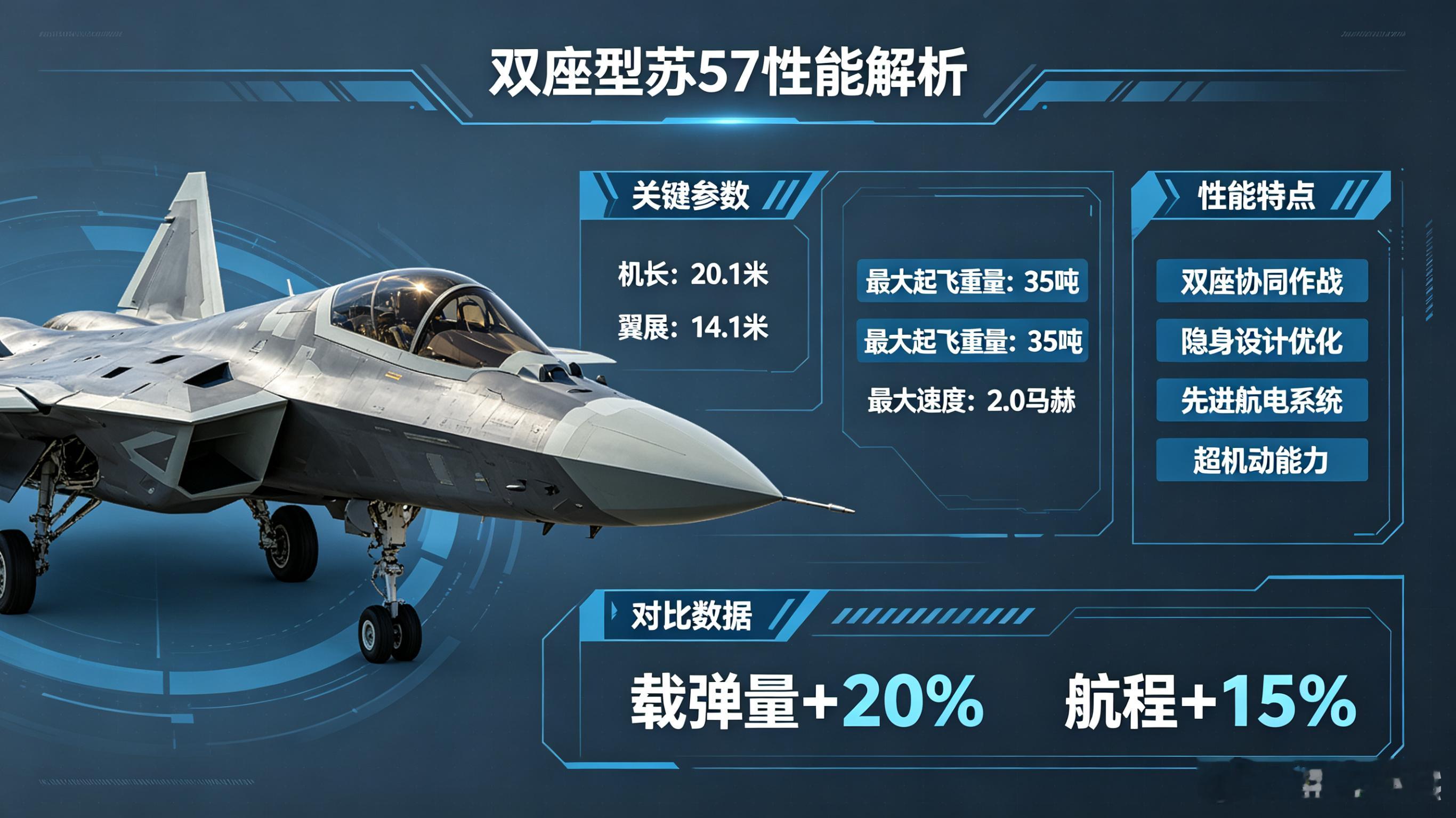每天认识一件兵器——苏-57D双座隐身战斗机今天聊聊俄罗斯航空工业悄然推进的新作