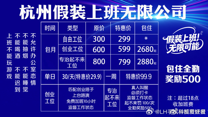 LH手机科技爱好者 付费上班也是终于落地了，不过，这个假装上班无限公司看起来挺有