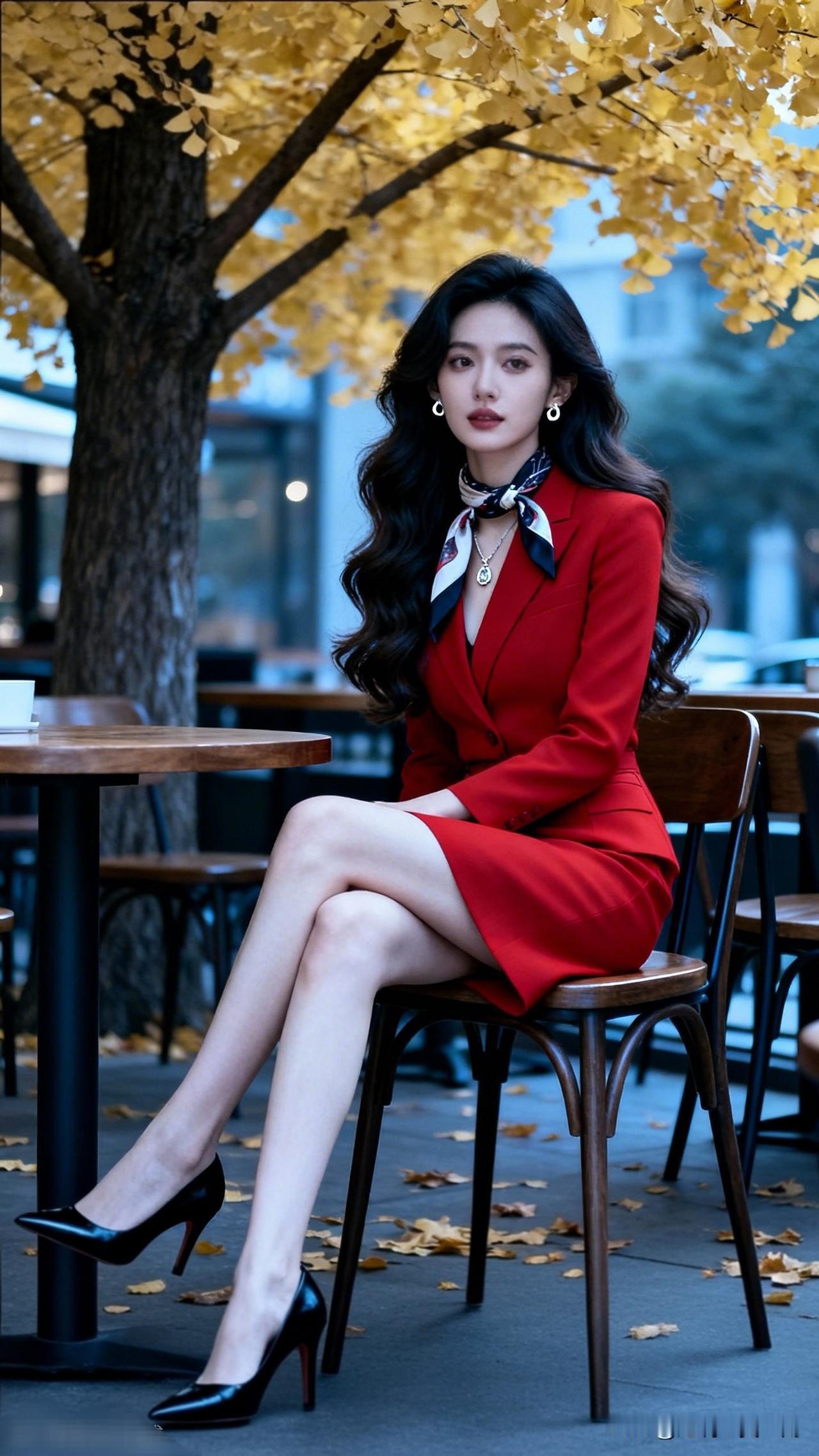 红衣美人坐，秋叶落满地。有哪些女生日常好看穿搭可以借鉴 秋日穿搭指南：红色套装搭