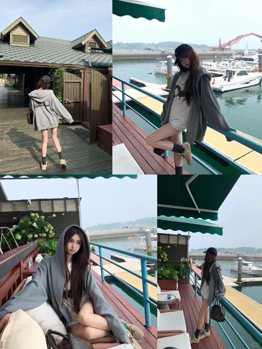 灰色大外套也能拍出韩妹感