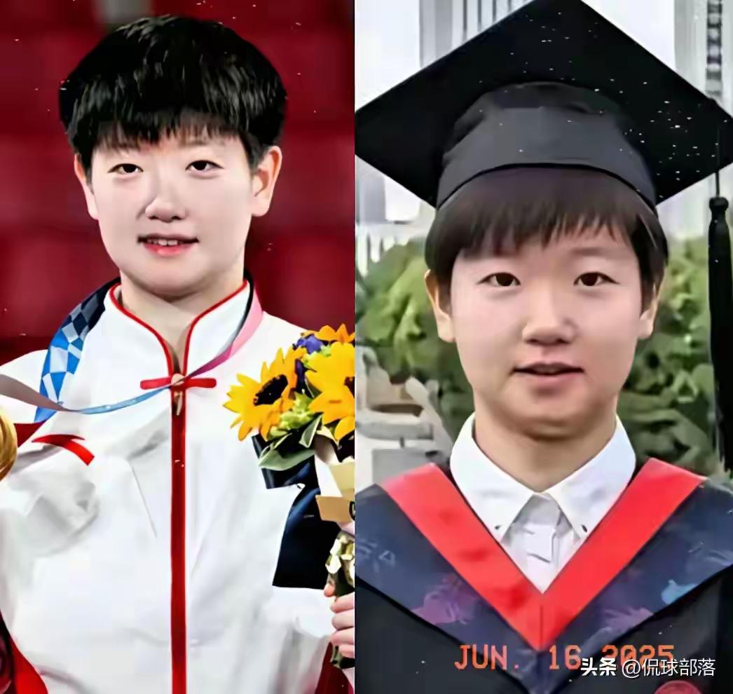 孙颖莎上热搜了，
25岁的她穿着学士服的样子太萌了，
和她一起毕业的还有王曼昱，