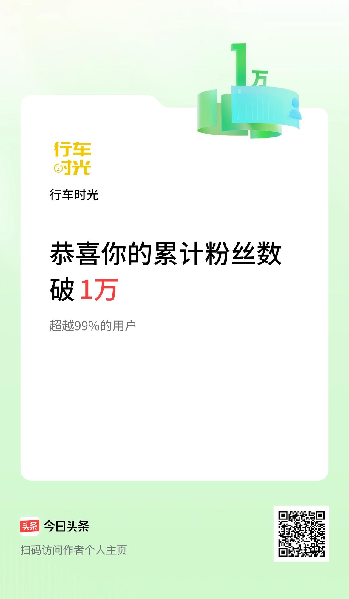 我在头条累计粉丝数破1万啦！