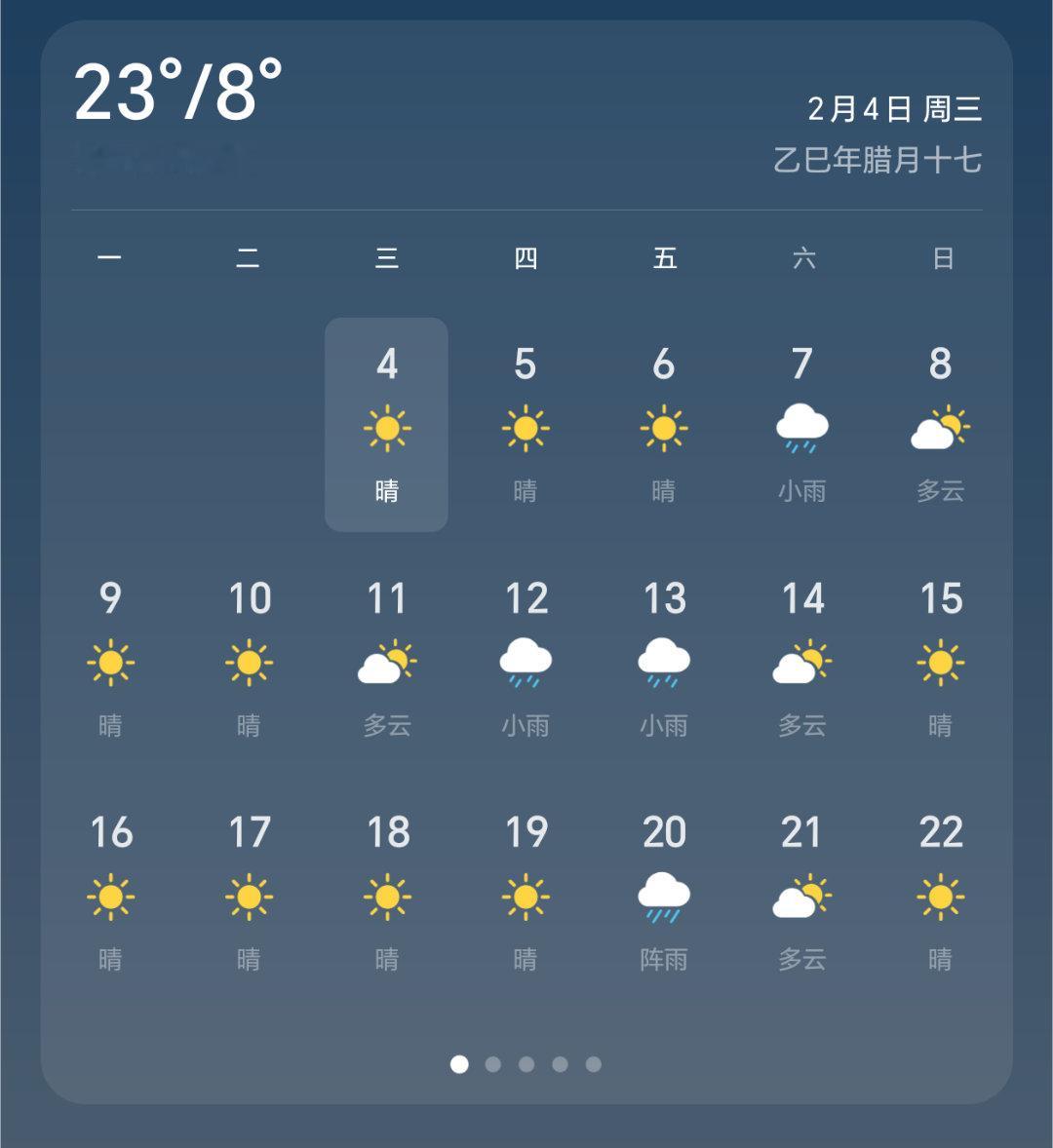 今天立春了，很热乎，看了下春节天气预报，基本是暖和和的，今年过年不会下雪。 