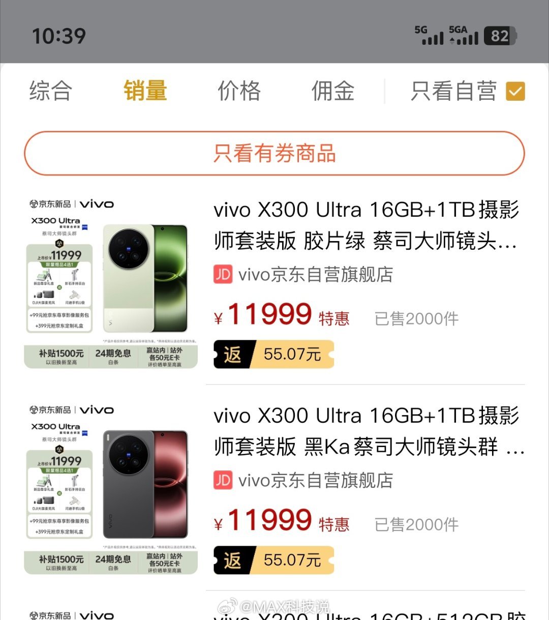 看了下vivo X300 Ultra首发销量表现，狗东2000+ 