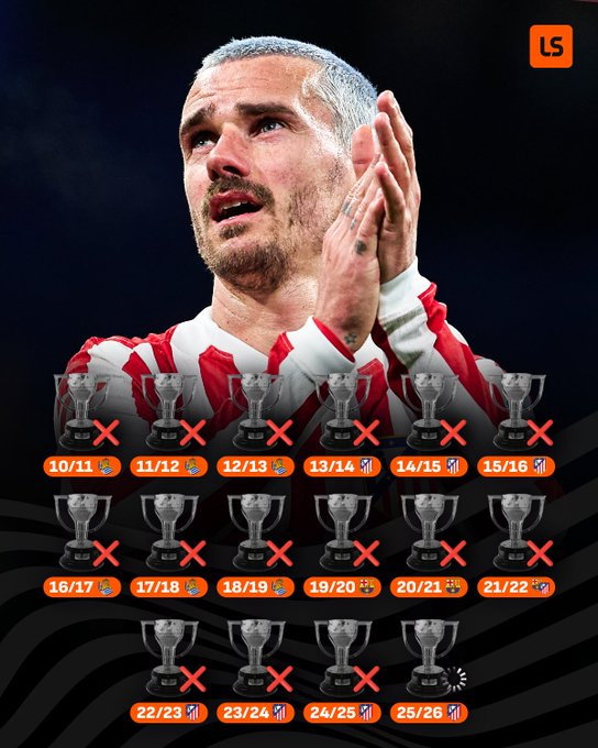 格列兹曼是史上最倒霉的球员之一吗？ 🥹他将离开西班牙前往美国职业足球大联盟，却