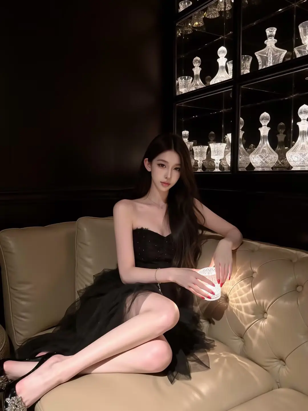 黑裙穿搭 御姐ootd穿搭 黑长裙